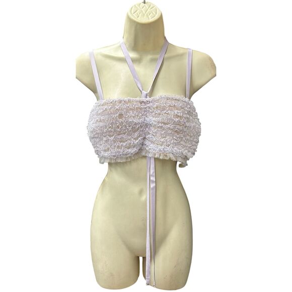 Jason Wu Collection Gathered Mesh Bra Top in Iris NWT Size 6 - Picture 6 of 10